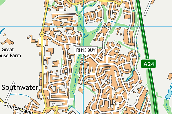 RH13 9UY map - OS VectorMap District (Ordnance Survey)