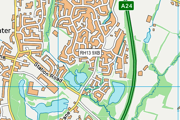 RH13 9XB map - OS VectorMap District (Ordnance Survey)