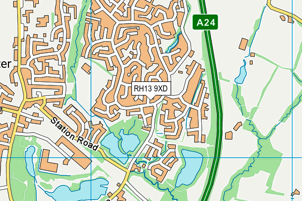 RH13 9XD map - OS VectorMap District (Ordnance Survey)