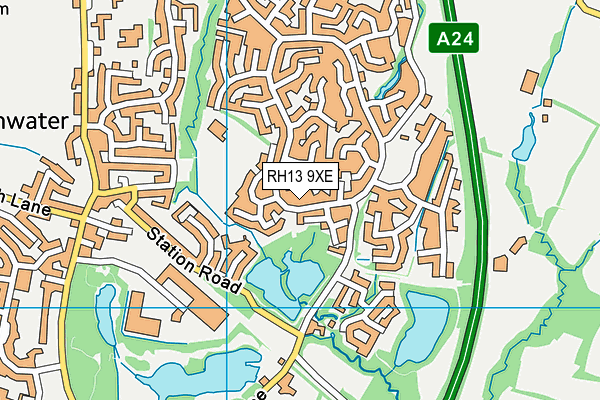 RH13 9XE map - OS VectorMap District (Ordnance Survey)