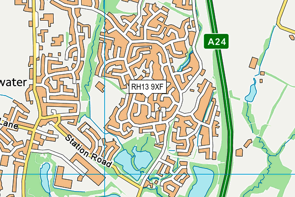 RH13 9XF map - OS VectorMap District (Ordnance Survey)