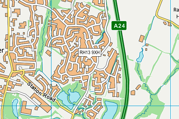 RH13 9XH map - OS VectorMap District (Ordnance Survey)