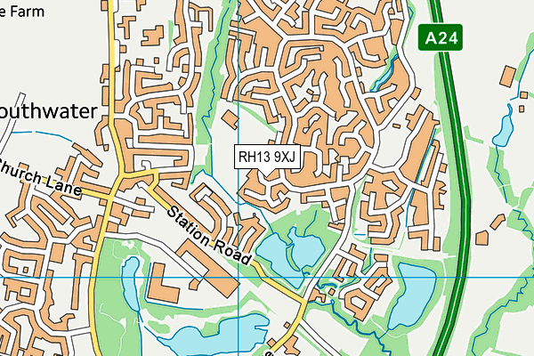 RH13 9XJ map - OS VectorMap District (Ordnance Survey)
