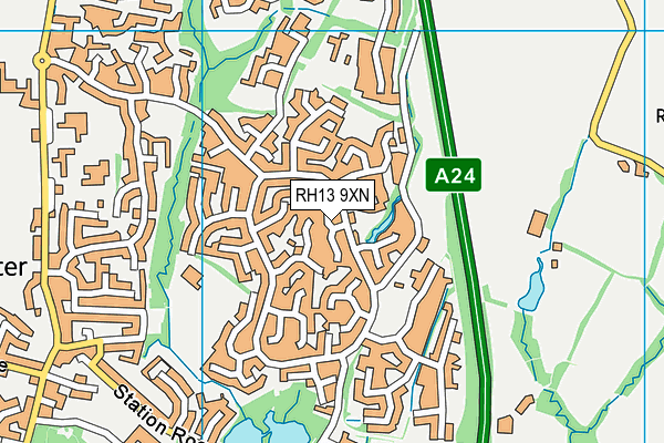 RH13 9XN map - OS VectorMap District (Ordnance Survey)
