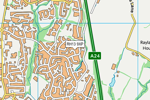 RH13 9XP map - OS VectorMap District (Ordnance Survey)