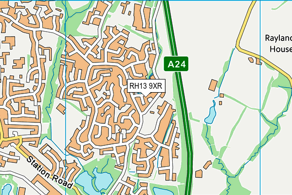 RH13 9XR map - OS VectorMap District (Ordnance Survey)