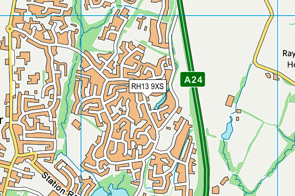 RH13 9XS map - OS VectorMap District (Ordnance Survey)