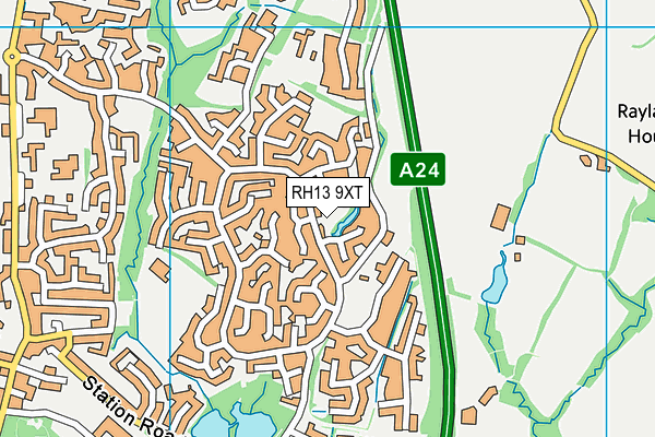 RH13 9XT map - OS VectorMap District (Ordnance Survey)