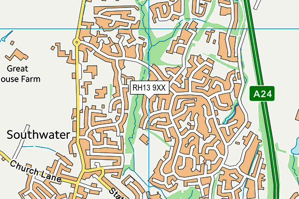 RH13 9XX map - OS VectorMap District (Ordnance Survey)
