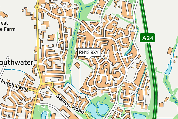 RH13 9XY map - OS VectorMap District (Ordnance Survey)