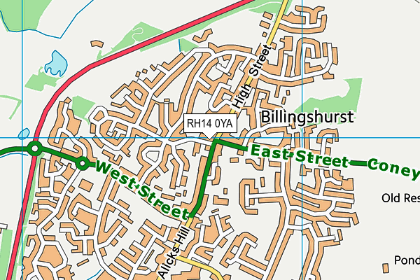 RH14 0YA map - OS VectorMap District (Ordnance Survey)