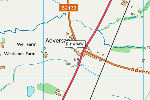 RH14 9AW map - OS VectorMap District (Ordnance Survey)