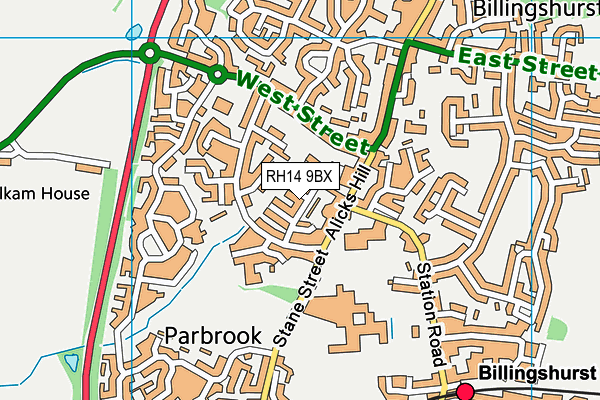 RH14 9BX map - OS VectorMap District (Ordnance Survey)