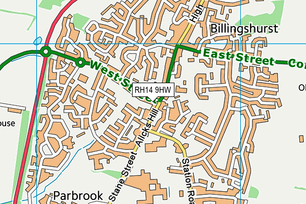 RH14 9HW map - OS VectorMap District (Ordnance Survey)