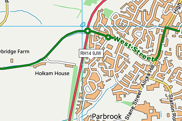 RH14 9JW map - OS VectorMap District (Ordnance Survey)