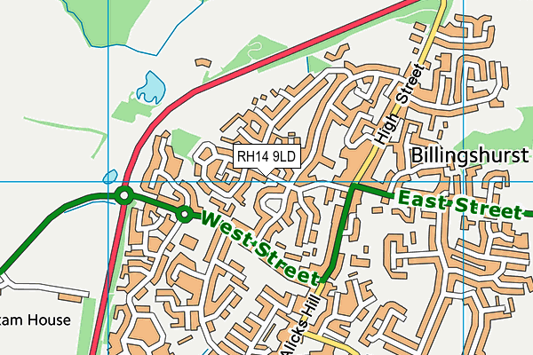 RH14 9LD map - OS VectorMap District (Ordnance Survey)