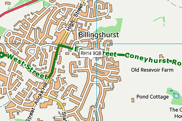 RH14 9QB map - OS VectorMap District (Ordnance Survey)