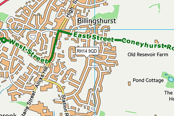 RH14 9QD map - OS VectorMap District (Ordnance Survey)