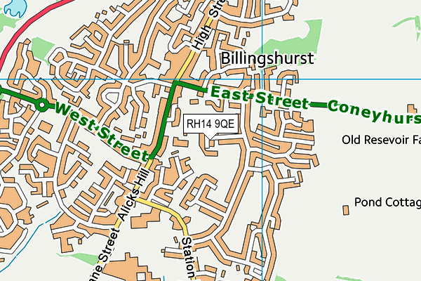 RH14 9QE map - OS VectorMap District (Ordnance Survey)