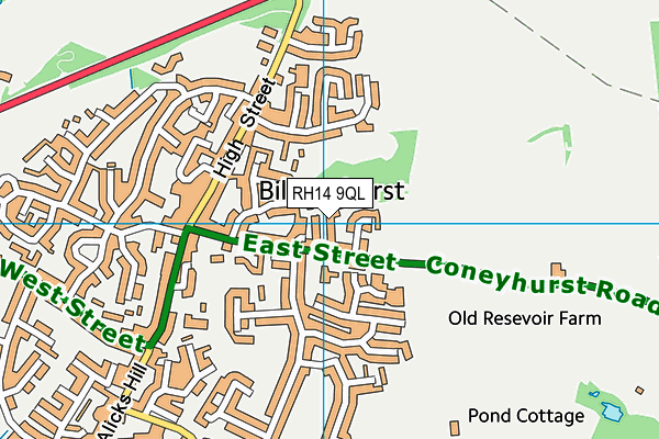 RH14 9QL map - OS VectorMap District (Ordnance Survey)