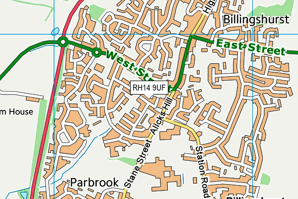 RH14 9UF map - OS VectorMap District (Ordnance Survey)