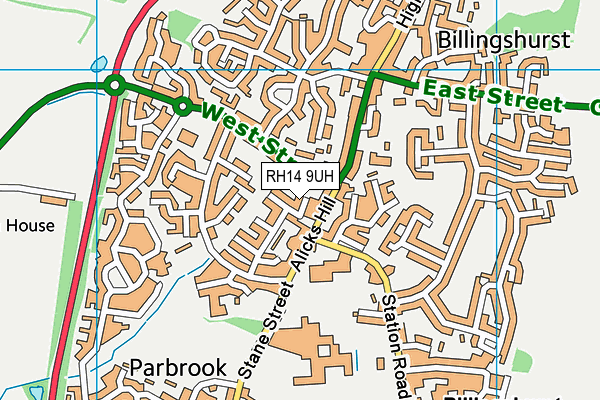 RH14 9UH map - OS VectorMap District (Ordnance Survey)