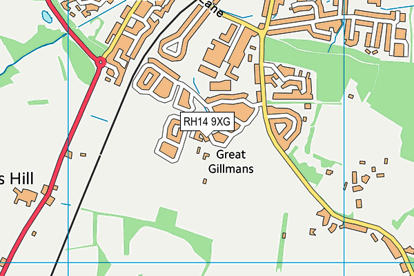 RH14 9XG map - OS VectorMap District (Ordnance Survey)