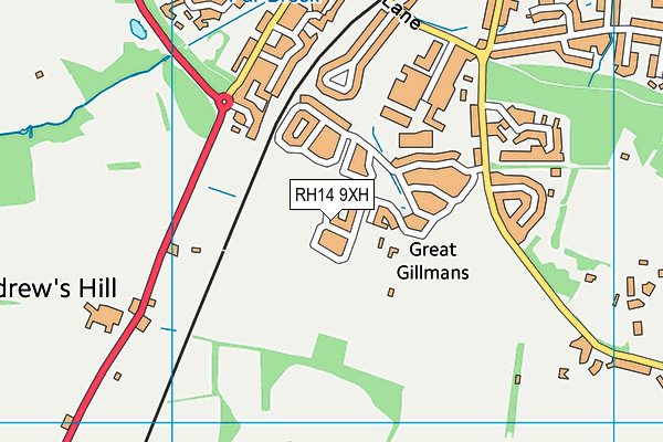 RH14 9XH map - OS VectorMap District (Ordnance Survey)