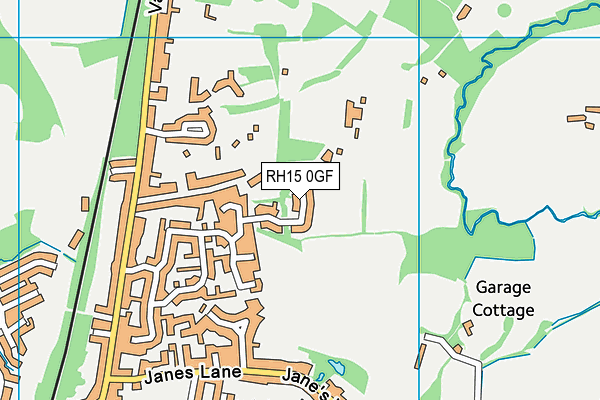 RH15 0GF map - OS VectorMap District (Ordnance Survey)