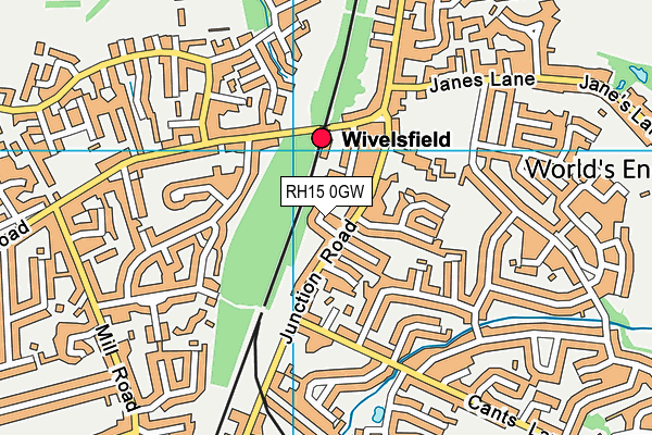 RH15 0GW map - OS VectorMap District (Ordnance Survey)