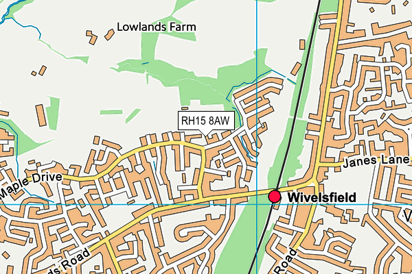 RH15 8AW map - OS VectorMap District (Ordnance Survey)
