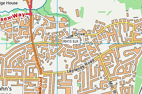 RH15 8JX map - OS VectorMap District (Ordnance Survey)