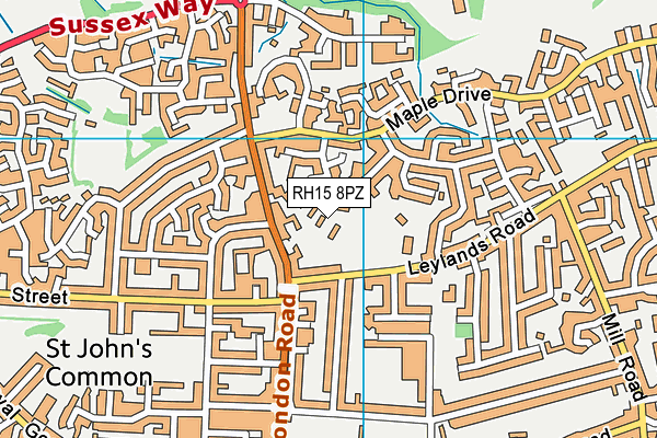RH15 8PZ map - OS VectorMap District (Ordnance Survey)