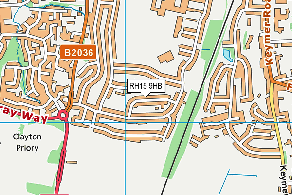 RH15 9HB map - OS VectorMap District (Ordnance Survey)