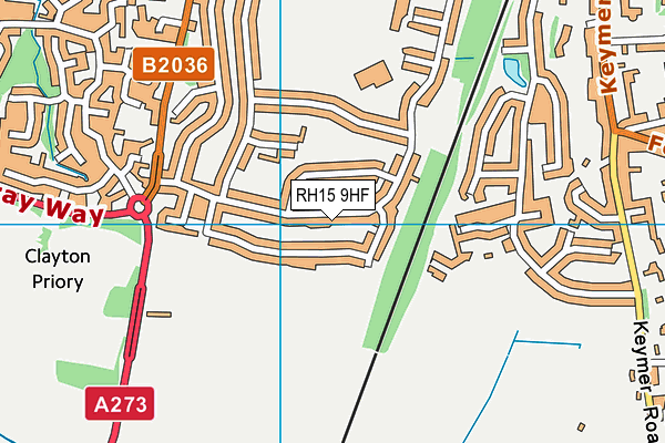 RH15 9HF map - OS VectorMap District (Ordnance Survey)