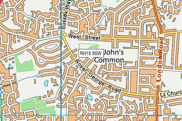 Fairfield Recreation Ground (Burgess Hill) map (RH15 9SW) - OS VectorMap District (Ordnance Survey)