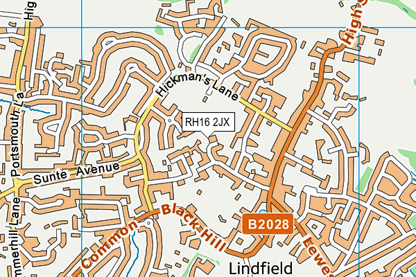 RH16 2JX map - OS VectorMap District (Ordnance Survey)