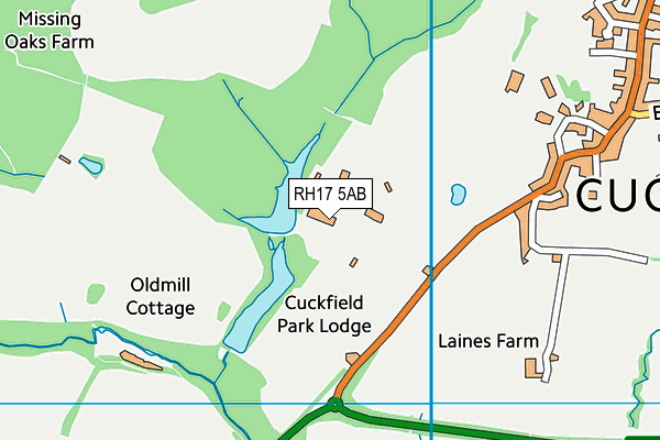 Cuckfield Cricket Club map (RH17 5AB) - OS VectorMap District (Ordnance Survey)