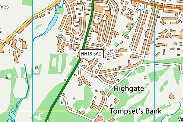 RH18 5AD map - OS VectorMap District (Ordnance Survey)