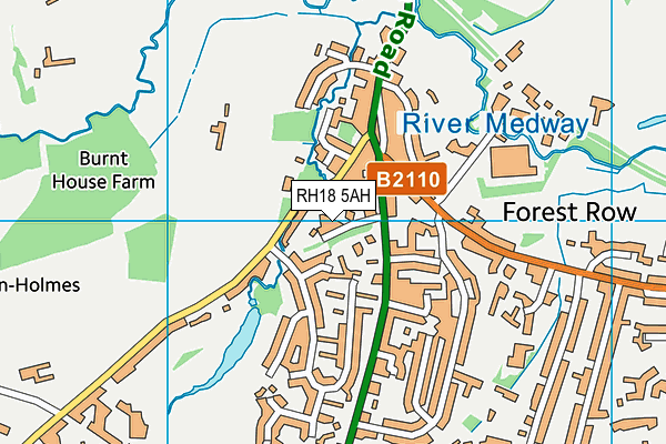 RH18 5AH map - OS VectorMap District (Ordnance Survey)