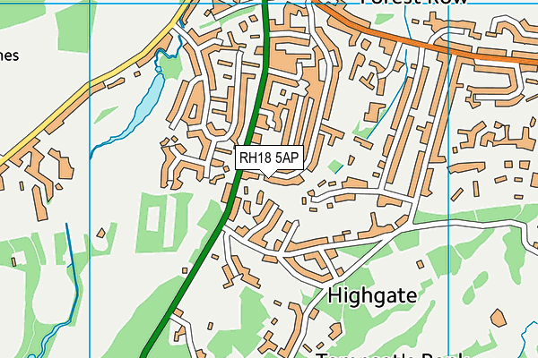 RH18 5AP map - OS VectorMap District (Ordnance Survey)