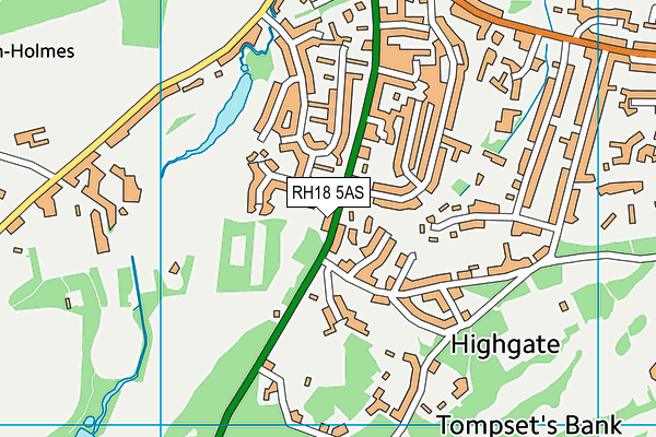 RH18 5AS map - OS VectorMap District (Ordnance Survey)