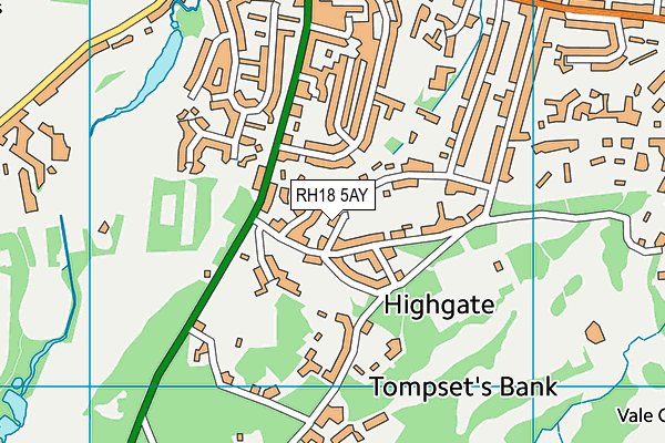 RH18 5AY map - OS VectorMap District (Ordnance Survey)