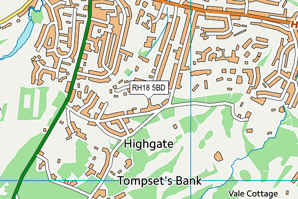 RH18 5BD map - OS VectorMap District (Ordnance Survey)
