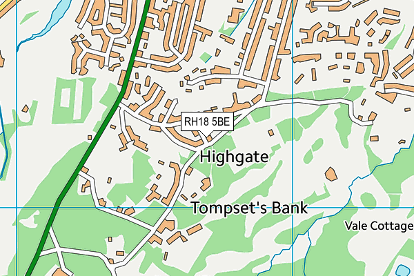 RH18 5BE map - OS VectorMap District (Ordnance Survey)