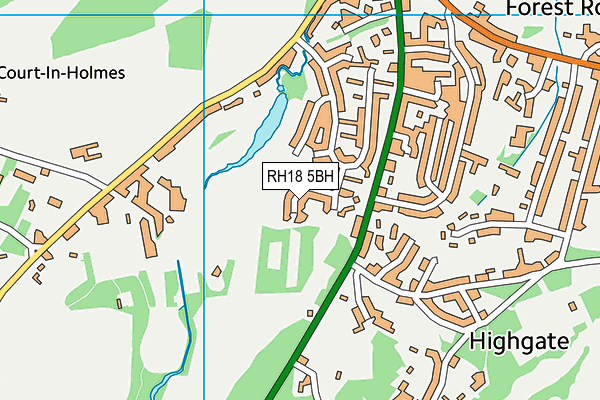 RH18 5BH map - OS VectorMap District (Ordnance Survey)