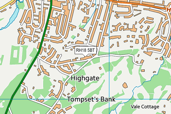 RH18 5BT map - OS VectorMap District (Ordnance Survey)