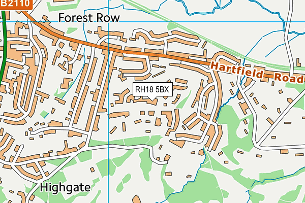RH18 5BX map - OS VectorMap District (Ordnance Survey)