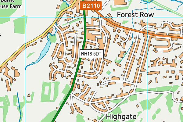 RH18 5DT map - OS VectorMap District (Ordnance Survey)