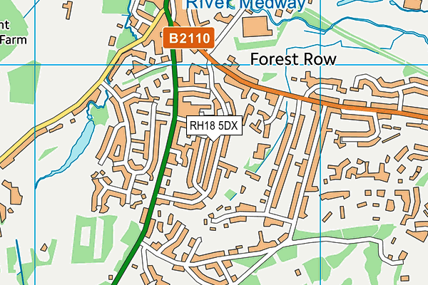 RH18 5DX map - OS VectorMap District (Ordnance Survey)